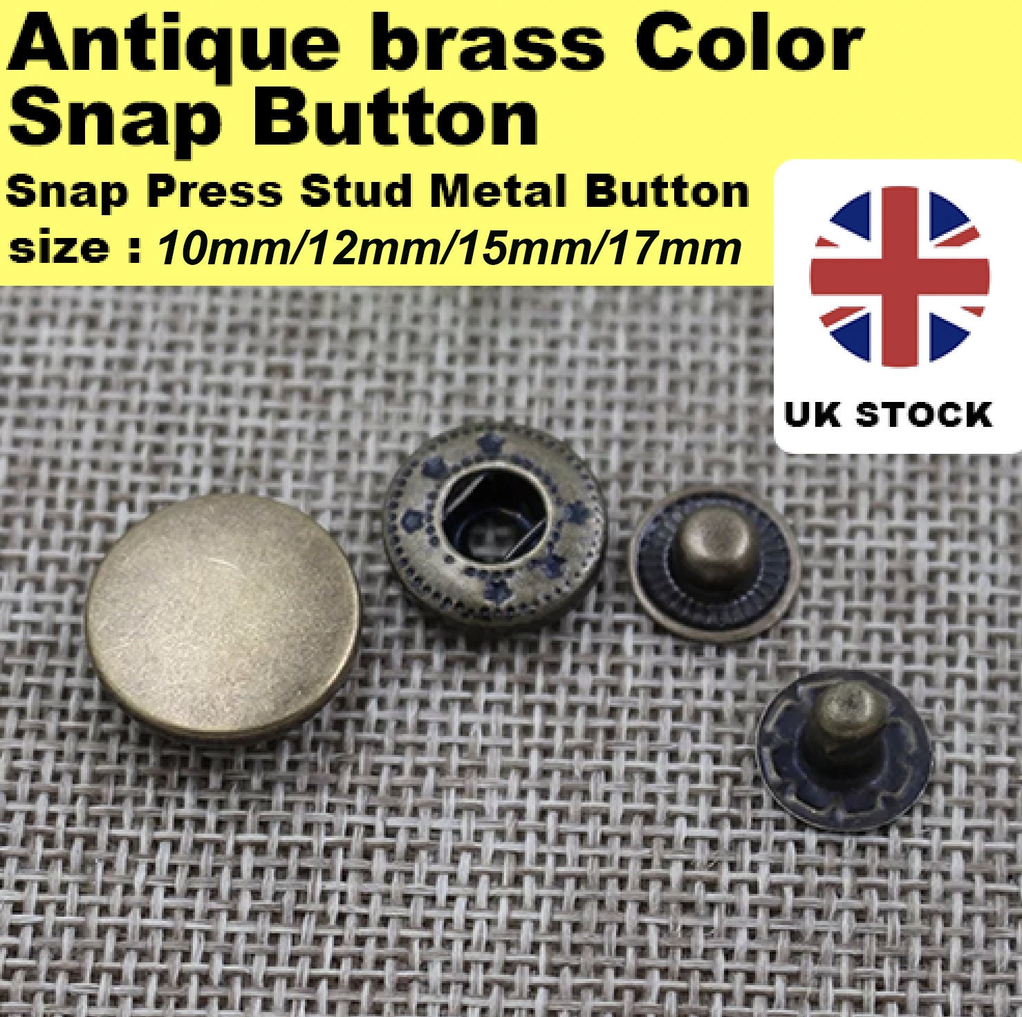 Fashion Spring Metal Snaps Dies Sets10mm,12.5mm,15mm,17mmheavy Duty Snaps  for Leather Snaps Button Metal Snap Fasteners Kit Snap Buttons 