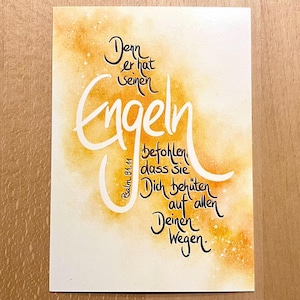 Postkarte – Denn er hat seinen Engeln befohlen über Dir, dass sie Dich behüten auf allen Deinen Wegen. | Psalm 91,11