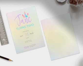 Customizable Unicorn Birthday Invitation Digital Download