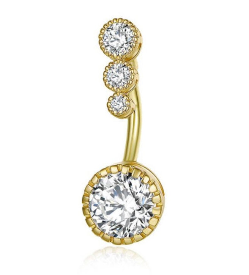 New Triple Stone or Snake Design Belly Bar Piercing Crystal Navel Ring 316L Surgical Steel