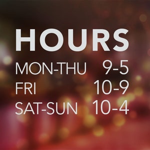 Simple Hours Decal Vinyl Cut, store window sign, trading hours, opening hours, door hours signage decal sticker