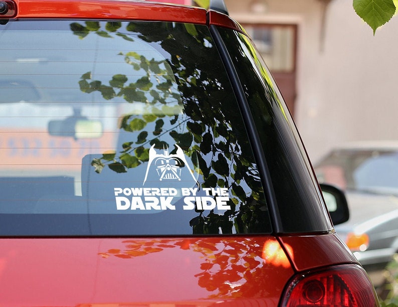 Powered by the Dark Side Darth Vader Decal Vinyl Cut Car image 1