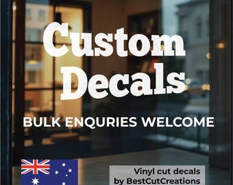 Custom Vinyl Decal, shop windows, Weddings, car windows, doors, Mirror decal, car decals, truck decals, business stickers