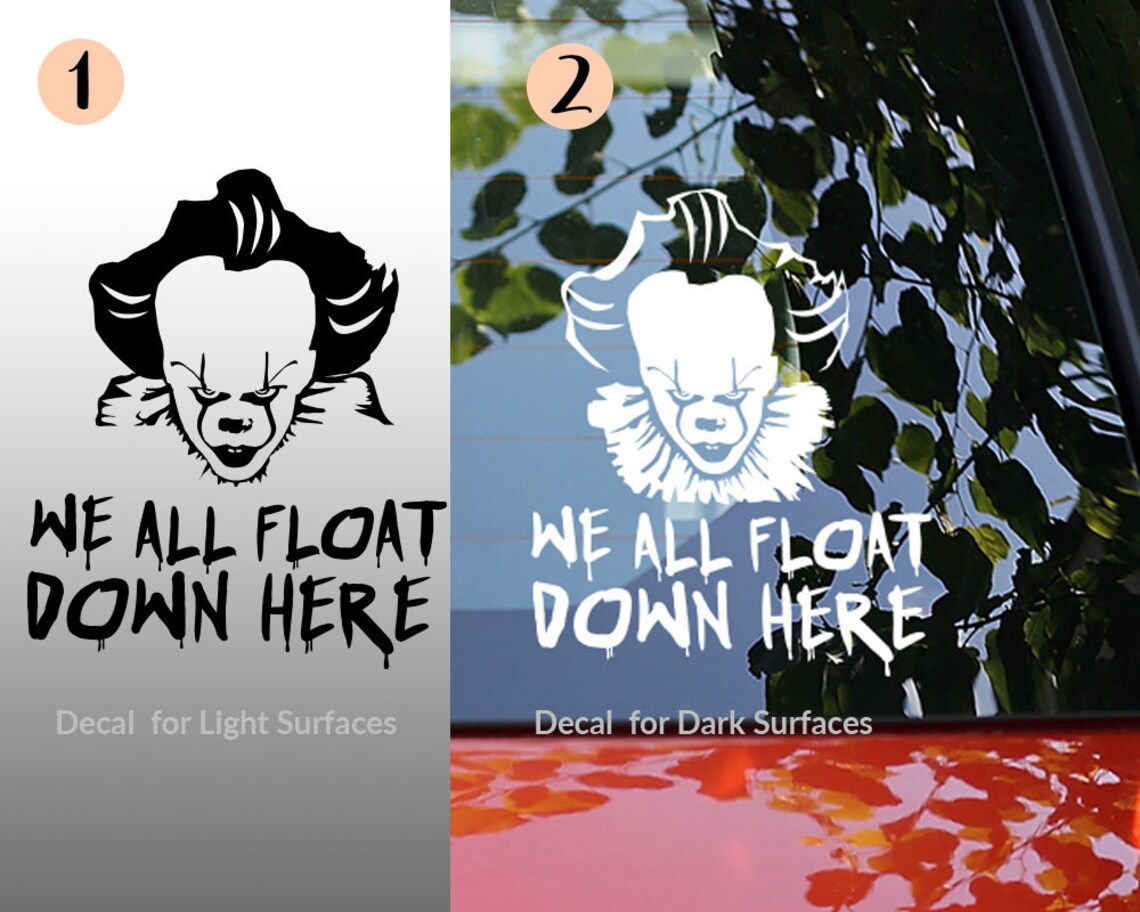 Pennywise Decal Vinyl Cut Car Laptop We all float down here Etsy