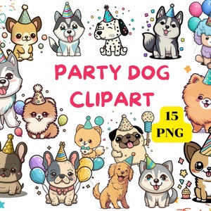 Dog clipart, puppy clipart, puppy party png, dog party, dog lover clipart, dog digital download