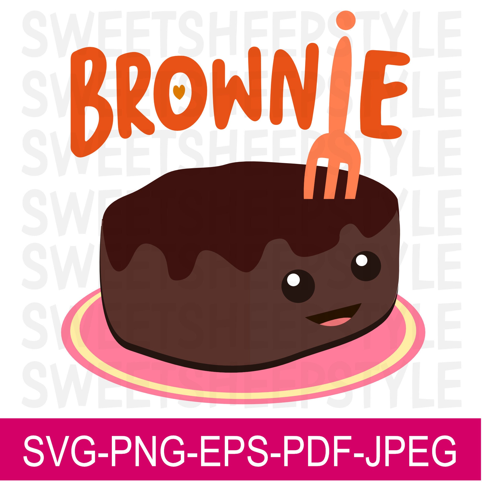 Brownie Cute Cartoon SVG Dessert SVG Sweet Cartoon SVG Etsy