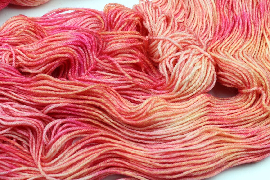 Fruit Salad Hand Dyed Yarn Pink Dyed Yarn Orange Dyed Etsy