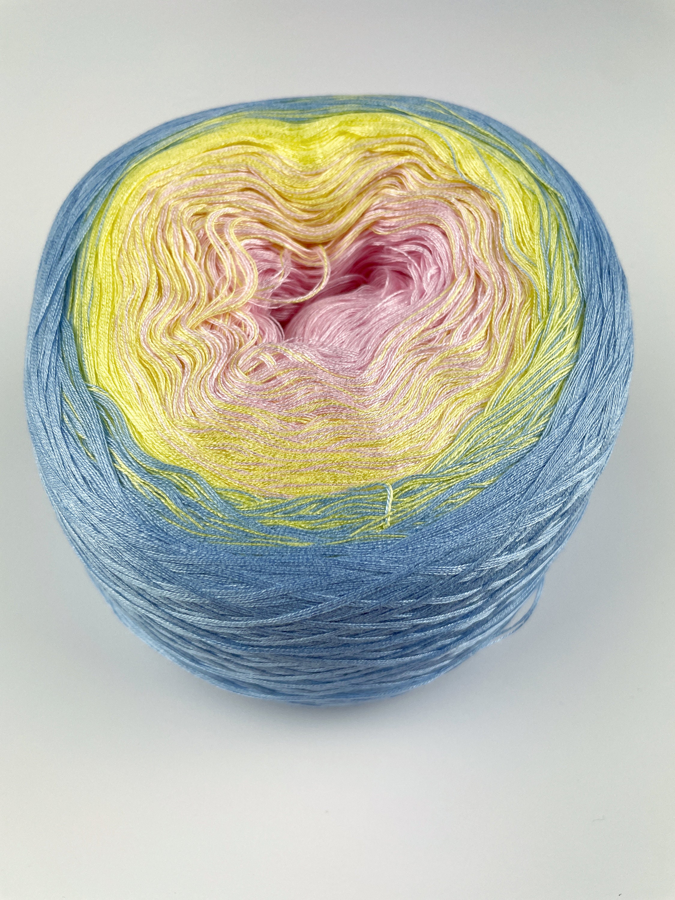 Organic Cotton Yarn Cake Blue Yellow and Pink Cotton Yarn Etsy UK