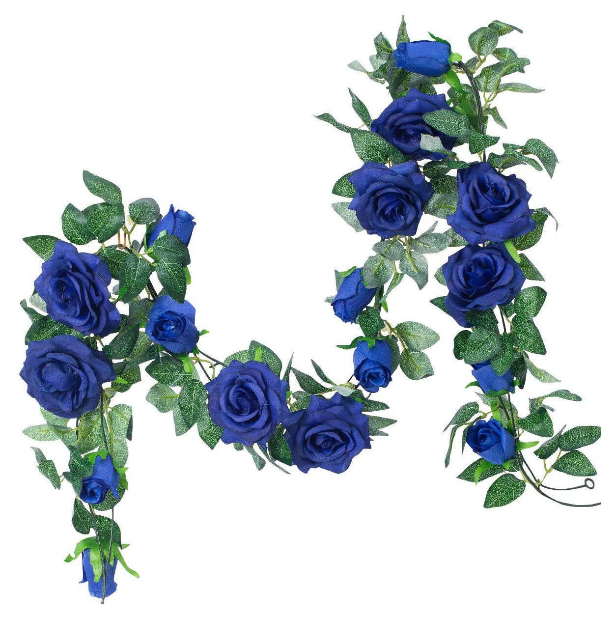 Set of 2 BLUE Flower Garland Faux Rose Vine Artificial Flowers Etsy