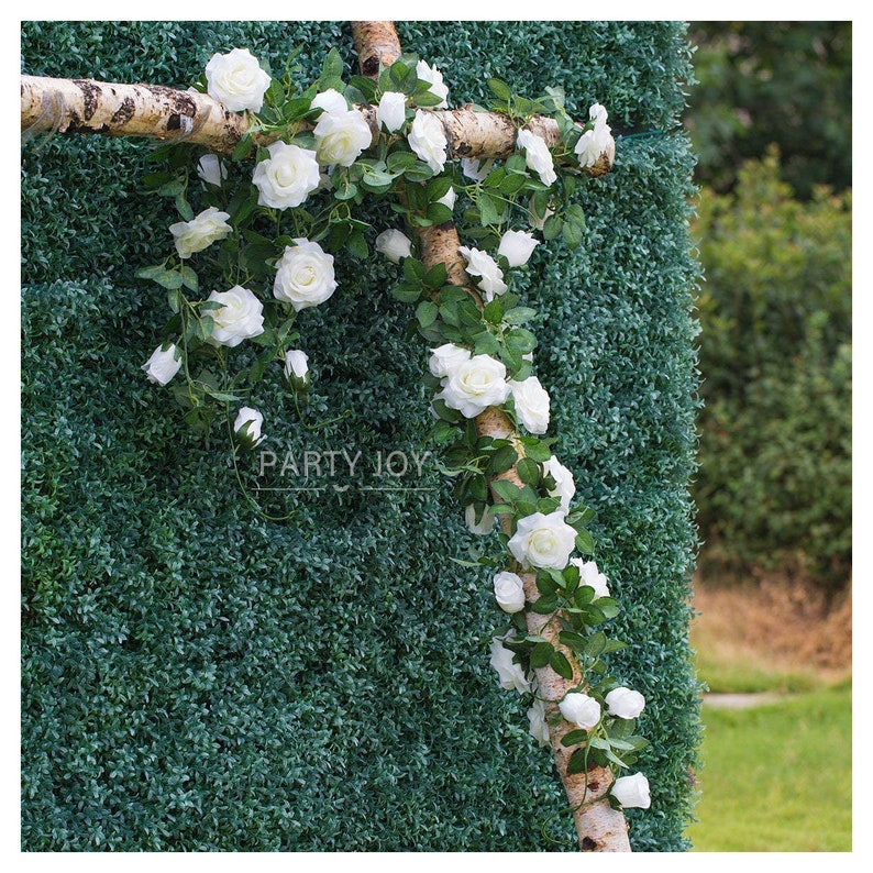 Set of 2 WHITE Flower Garland Faux Rose Vine Artificial Etsy