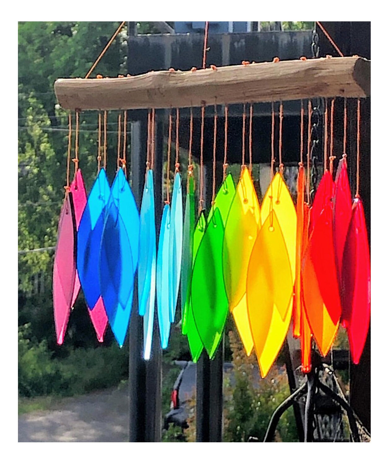 Rainbow Glass Wind Chime Chimes Windchime Windchimes Wood Branch Top …