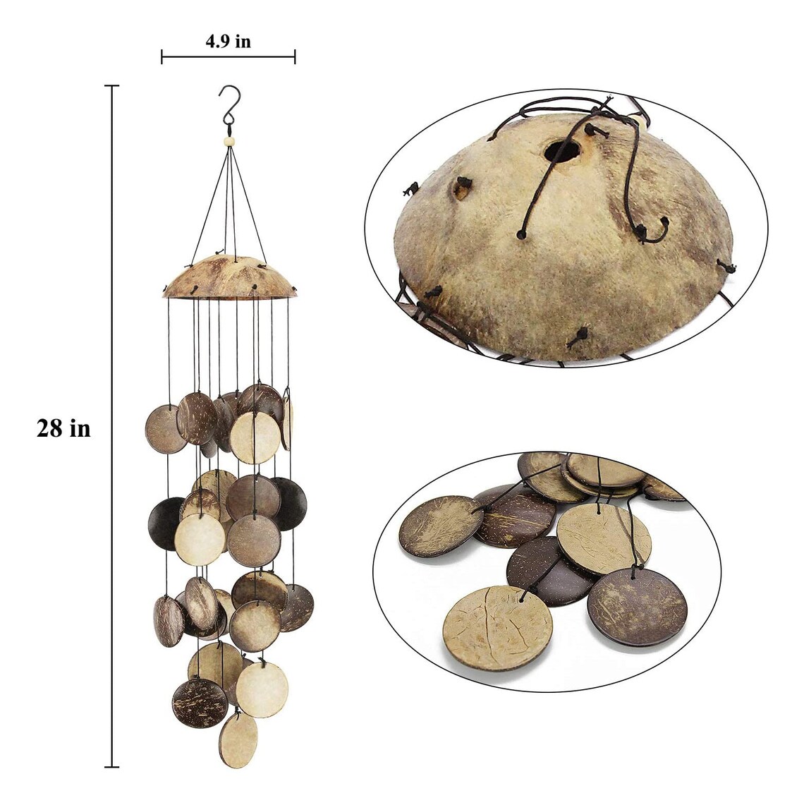 Coconut Shell Natural Wind Chime Chimes Windchime Windchimes Etsy