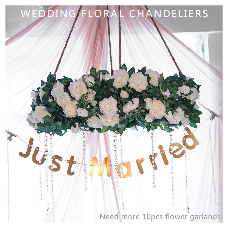 Set of 2 WHITE Flower Garland Faux Rose Vine Artificial Etsy