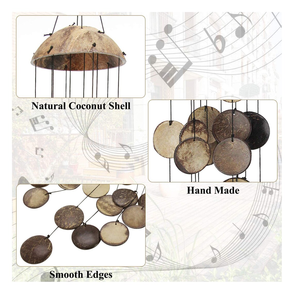 Coconut Shell Natural Wind Chime Chimes Windchime Windchimes Etsy