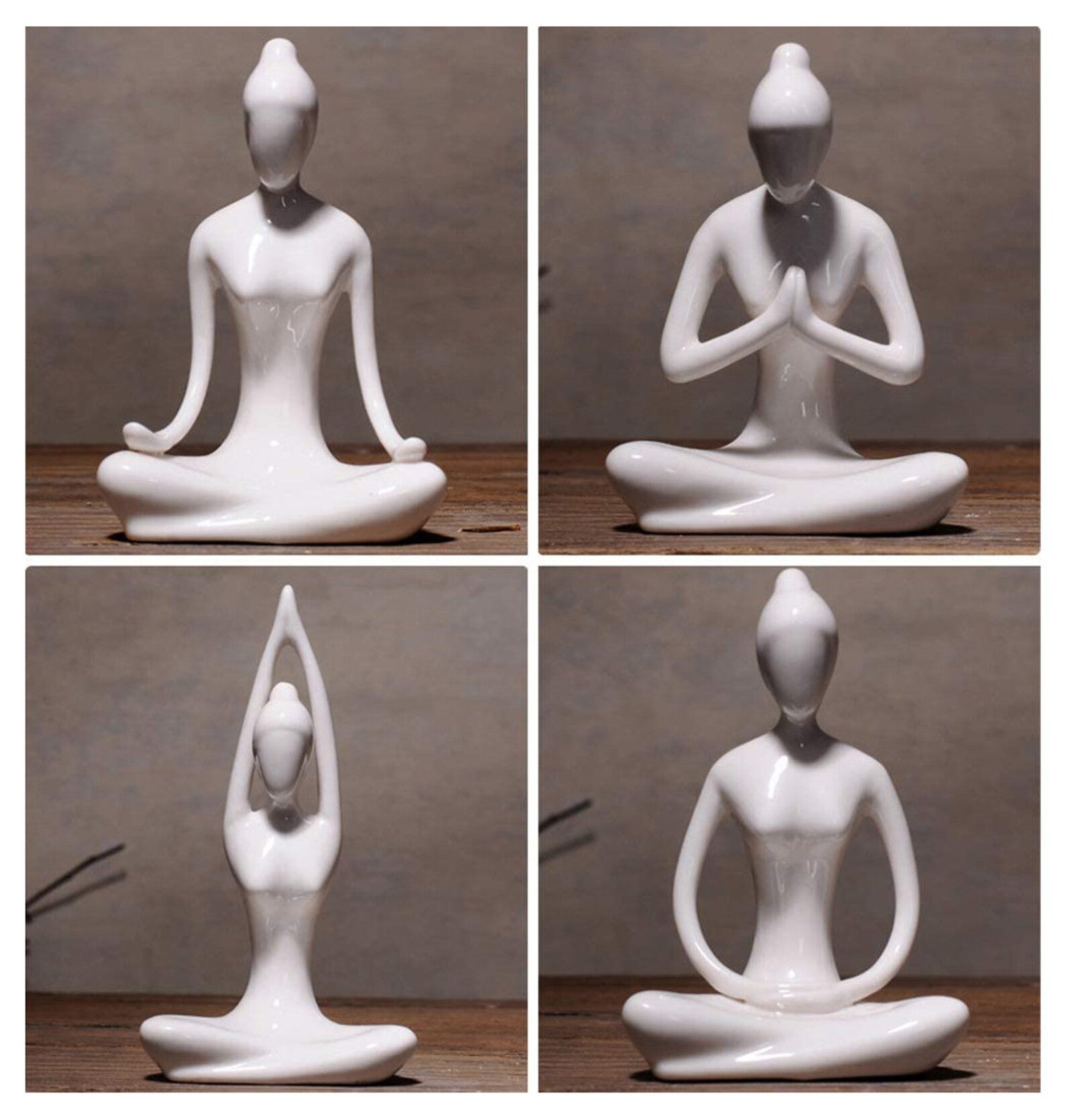 Set of 4 Ceramic Yoga Pose Statue Stance Meditation Figurine Etsy Italia