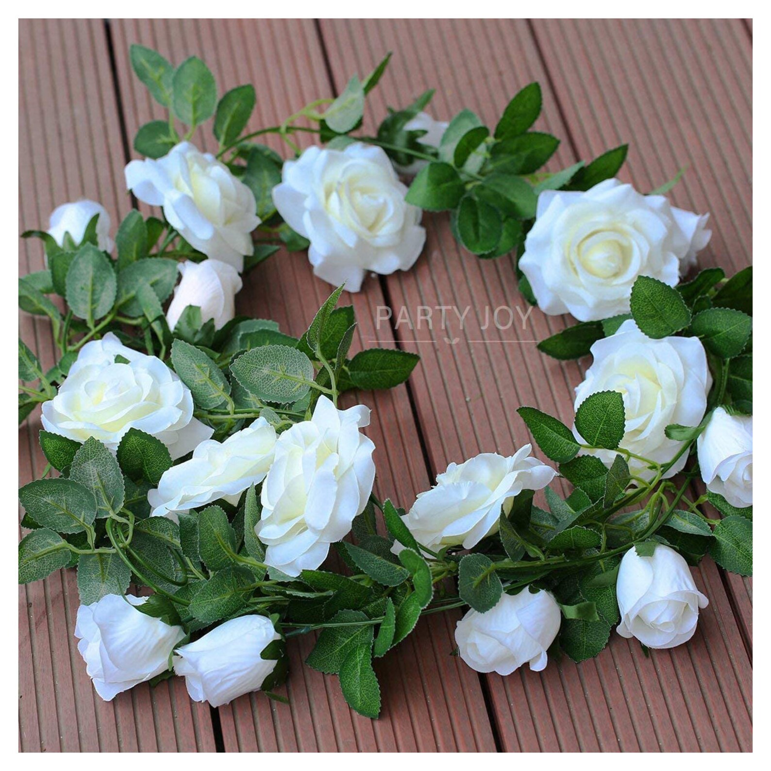 Set of 2 WHITE Flower Garland Faux Rose Vine Artificial Etsy