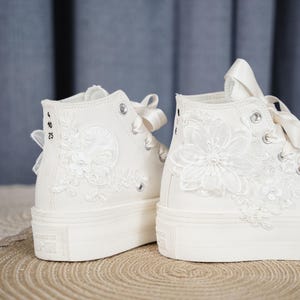 Bridal Converse, Wedding Converse, High Converse, Custom Converse, Lace Converse, Bride Converse, Personalized Bride Converse LL