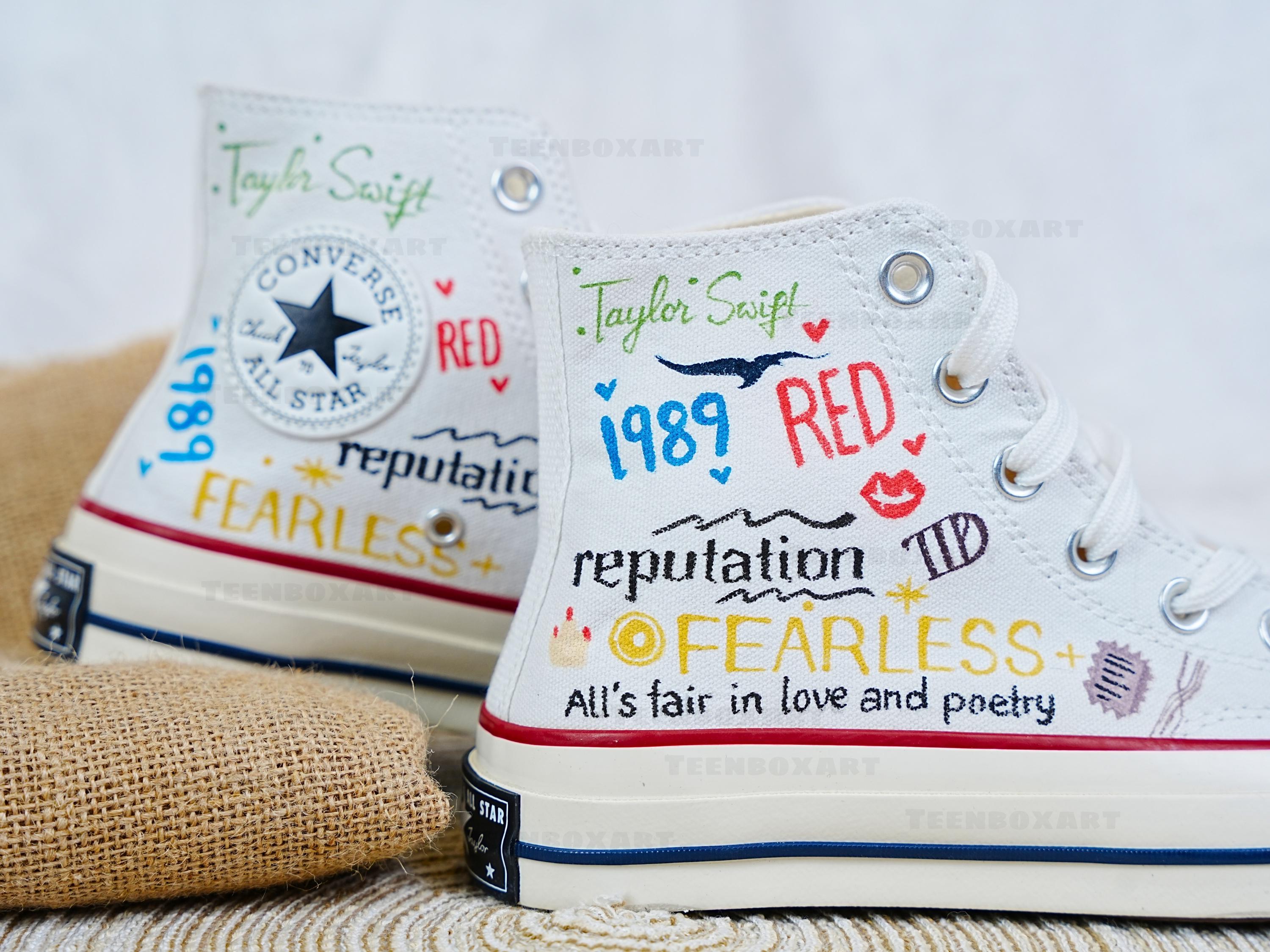Custom Painted Converse, Chuck Taylor Converse Painted Swiftie 