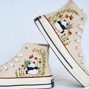 Embroidered Converse Custom Bear, Summer Embroidered Converse, Flower Bear Embroidered Converse, Bear Embroidered Sneakers, Birthday Gift