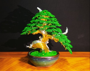 Art Wire Bonsai Tree Sculpture Planted On Pots