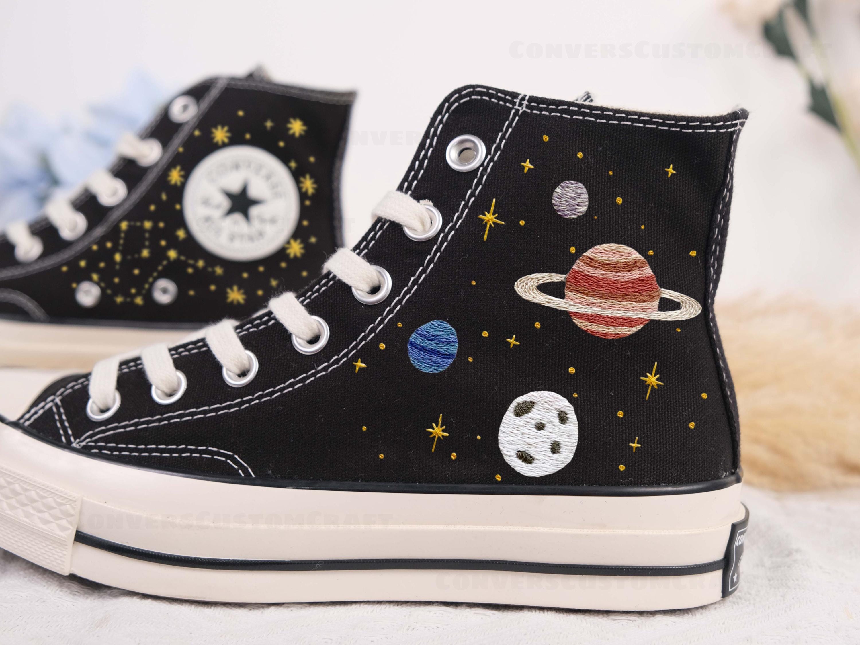 Custom Embroidery Converse Sneaker planet Universe astronaut rocket Embroidery Shoes Converse High Tops Custom Embroidery Planet C241LT Etsy