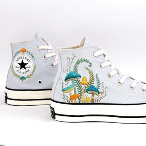 Custom Converse Chuck Taylor Mushrooms Embroidered Converse Shoes/ Mushrooms Embroidered Converse Custom/ Mushrooms Embroidered Sneakers