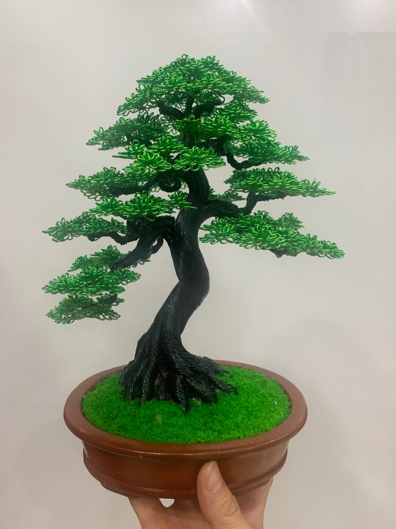 Filo Bonsai Scultura Con Foglie Verdi E Vasi In Terracotta Regalo