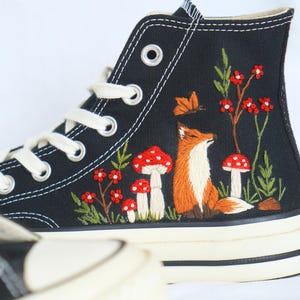 Custom Converse Chuck Taylor Mushrooms Embroidered Converse Shoes, Mushrooms Embroidered Sneakers, Mushrooms Embroidered Converse Custom