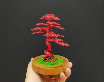 Art Wire Bonsai Tree Sculpture Red Have A Pleasant Aroma Of Sassafras Real Wood Essential Oil