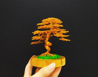 Art Copper Wire Bonsai Tree Sculpture Have A Pleasant Aroma Of Sassafras Wood Essential Oil