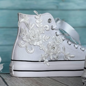 Bridal Converse, Wedding Converse, High Converse, Custom Converse, Lace Converse, Bride Converse, Personalized Bride Converse LL