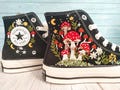 Embroidered Converse Mushroom, Frog, Converse Embroidery Mushroom, Custom Shoes Embroidered Frog and Mushrooms Sneakers,  Gift for Her LT product logo