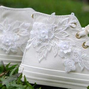 Bridal Converse, Wedding Converse, High Converse, Custom Converse, Lace Converse, Bride Converse, Personalized Bride Converse LL