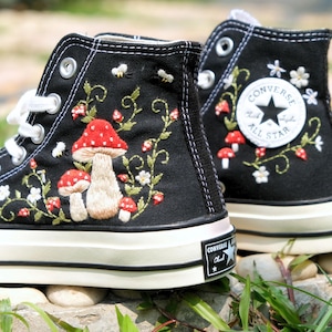 Custom Converse Chuck Taylor Mushroos Embroidered Converse Shoes/ Mushrooms Embroidered Converse Custom/ Mushrooms Embroidered Sneakers LL