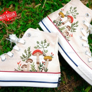 Custom Converse Chuck Taylor Mushrooms Embroidered Converse Shoes/ Mushrooms Embroidered Converse Custom/ Mushrooms Embroidered Sneakers