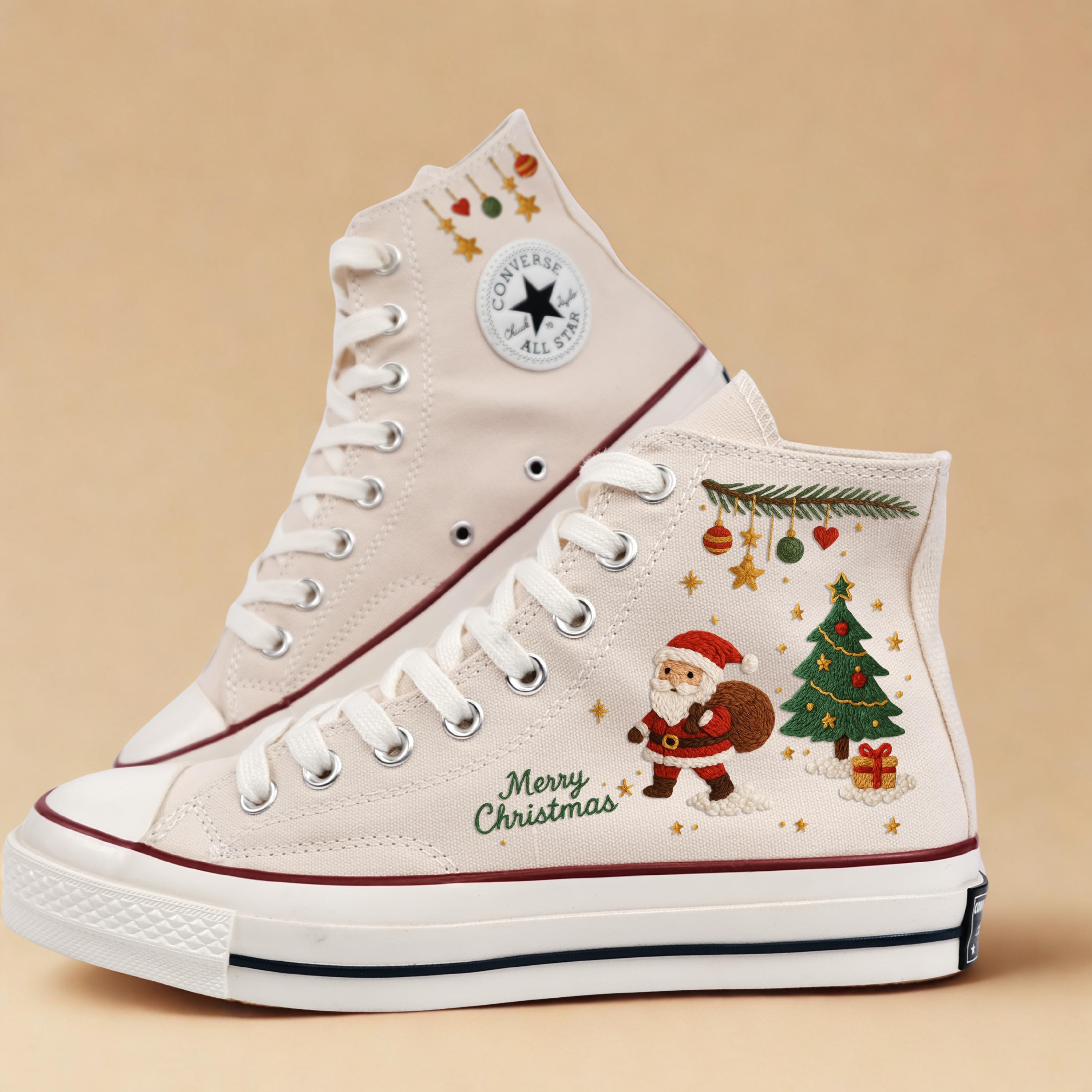 Santa Claus Converse - Etsy