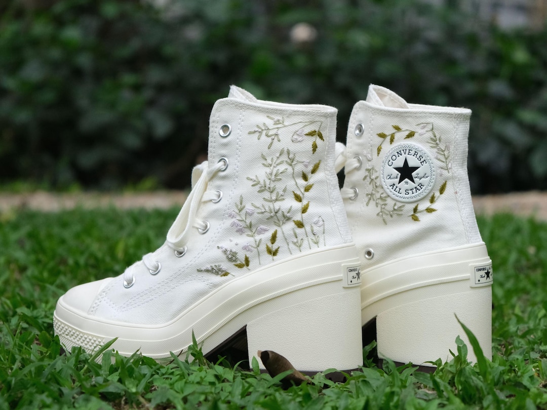 Plateau Sneaker Stoffschuhe Mit Blumenmuster Bestickte Plateau