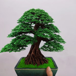 Art Wire Bonsai Tree Sculpture With A Pot