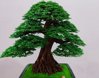 Kunstdraht-Bonsai-Baum-Skulptur mit einem Topf