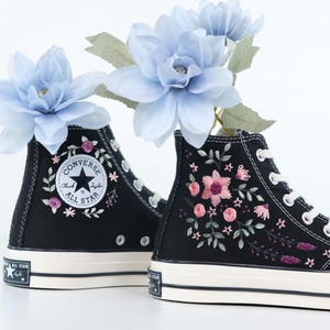 Converse embroidered shoes,Converse Chuck Taylor 1970s,Converse custom small flower / small flower embroidery LT