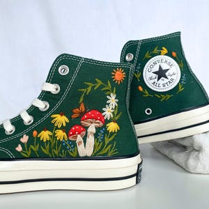 Custom Converse Chuck Taylor Mushrooms Embroidered Converse Shoes/ Mushrooms Embroidered Converse Custom/ Mushrooms Embroidered Sneakers