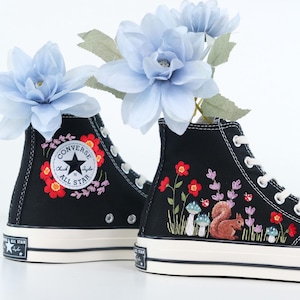 Converse embroidered shoes,Converse Chuck Taylor 1970s,Converse custom small flower / small flower embroidery LT