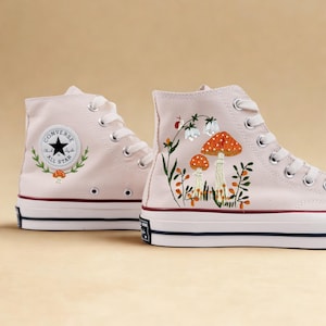 Custom Converse Chuck Taylor Mushrooms Embroidered Converse Shoes, Mushrooms Embroidered Sneakers, Mushrooms Embroidered Converse Custom