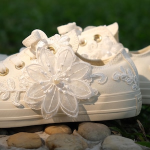 Bridal Converse, Wedding Converse, High Converse, Custom Converse, Lace Converse, Bride Converse, Personalized Bride Converse LL