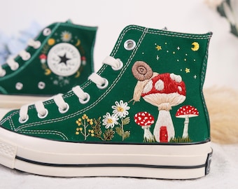 Converse High Tops Shoes Are Embroidered With Colorful