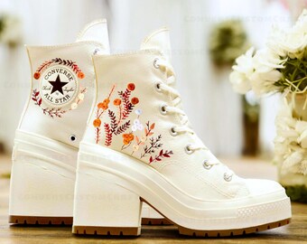 Embroidered Converse Wedding, Heel Converse High Tops Chuck Taylor