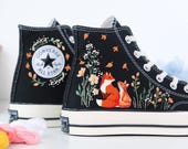 Embroidery Fox Converse/flowers and Fox Embroidered Sneakers