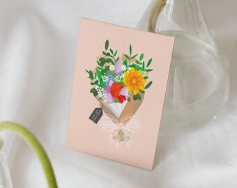 Floral, Flower Bouquet, Thank You Card for Mom, Friend, Coworker, Teacher