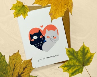 You Are PURR-FECT For Me – Cat Kitten Couple Cute Animal Love Handmade Greeting Card | valentines Cards For Him / Her