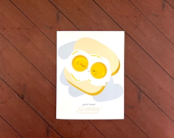 You're Freakin' Egg-ceptional – Egg Yolks in Love | Cute, Food Pun Handmade Greeting Card | Valentines Card for Him / Her